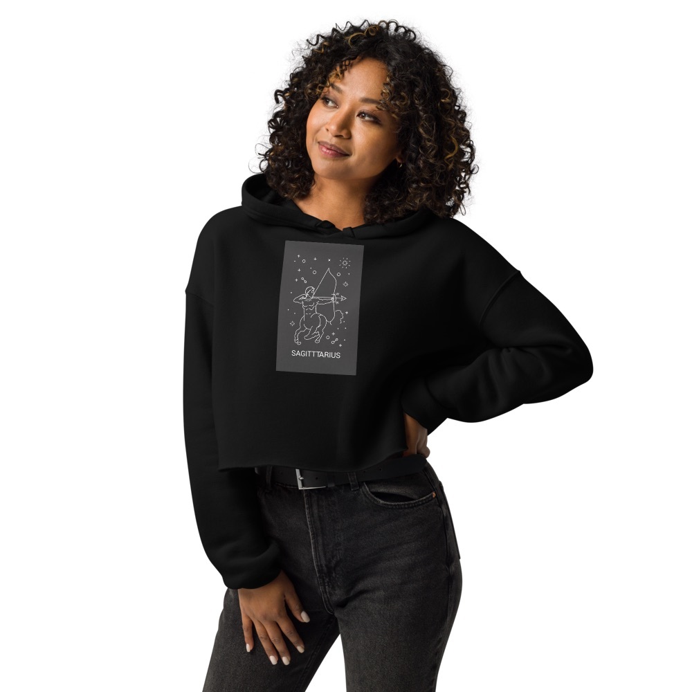 Sagittarius design Crop top hoodie for women - Picture 4 of 13